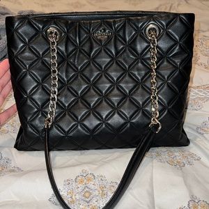 Kate Spade Natalia Quilted Tote Bag with Silver Chain Straps